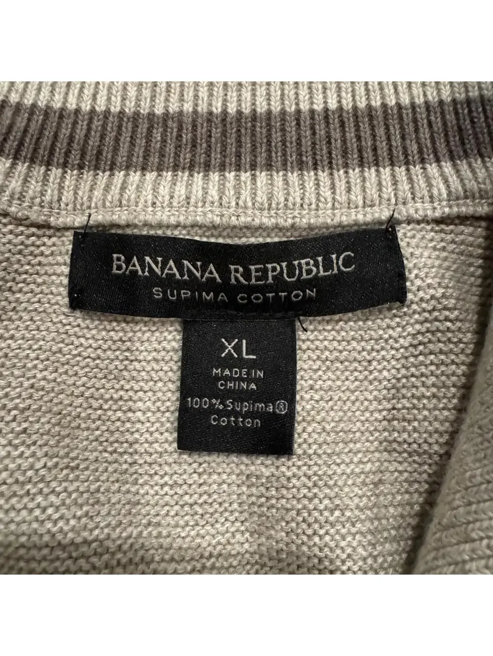 Mens Banana Republic Button Up Cardigan Supima Cotton Oatmeal Academia Mock Neck